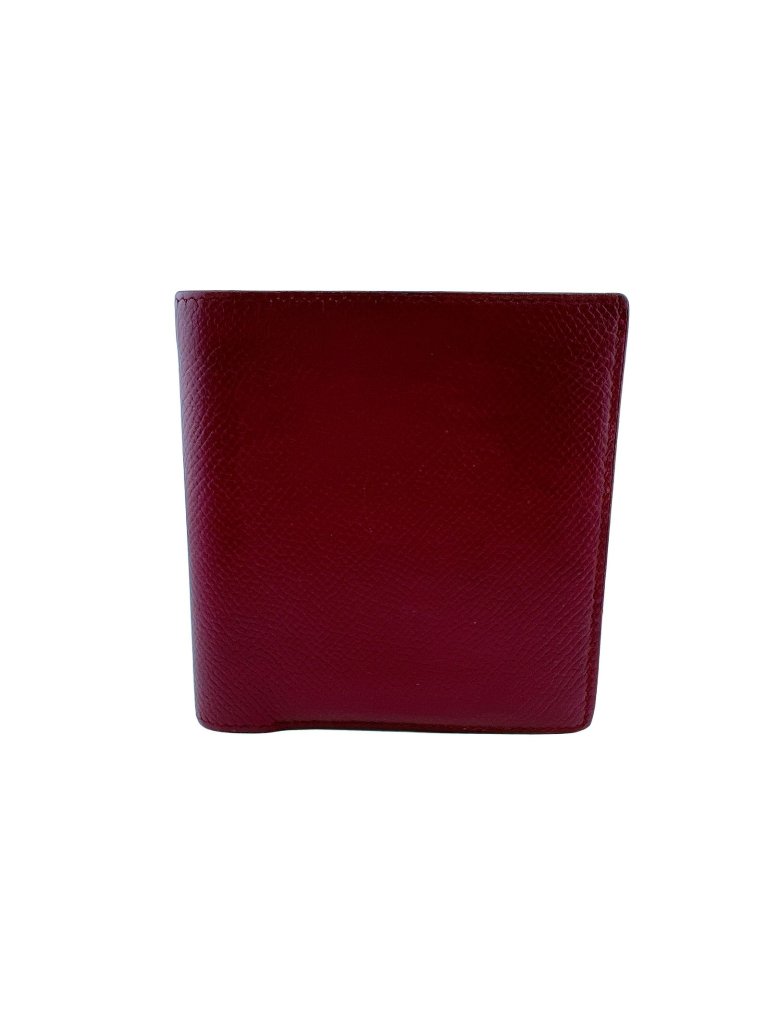 Hermes Compact Bifold Wallet Vintage Leather Red B Repair